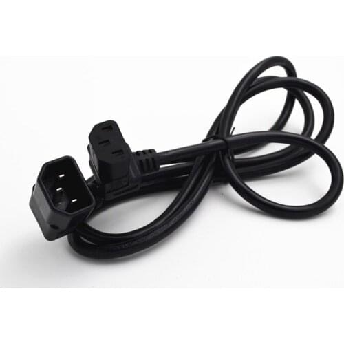IEC 320 C14 Male to C13 Female Cord, C13 to C14 Dual Down Angle Right Angle Power Cable About 1.5M 1 PCS