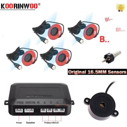 Koorinwoo Dual Core CPU Universal Original Senso Car Parking Sensor 4 Black White Reverse Backup Parking Assistance Alarm System