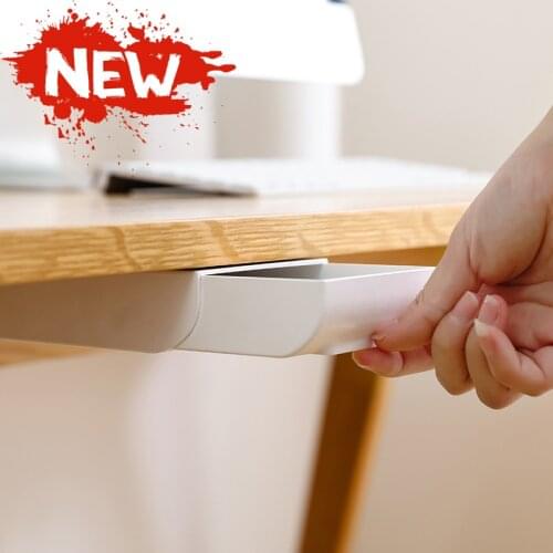 Hidden Table Under Paste Plastic Desk Organizer Memo Pen Stationery Storage Box Case Desk Drawer Divider Storage Organizer
