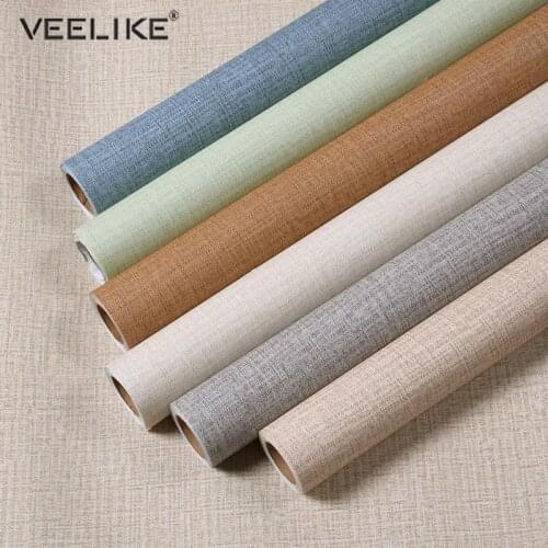 Linen PVC Vinyl Contact Paper for Kitchen Cabinets Home Decor Self adhesive Wallpaper For Bedroom Decor Living Room Wall Paper