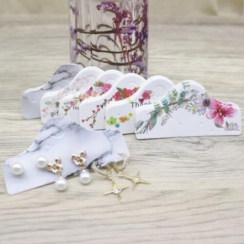 50Pcs Multi-Style 3Pairs stud earring package card dangle earring paper card Marbling flower style drop earring display card