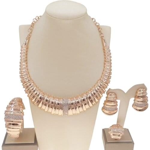 Yulaili Wholesale New Ladies Brazilian Gold Jewelry Set Beautiful And Noble Wedding Gold Plated Gift Plated Gold Necklace Sets