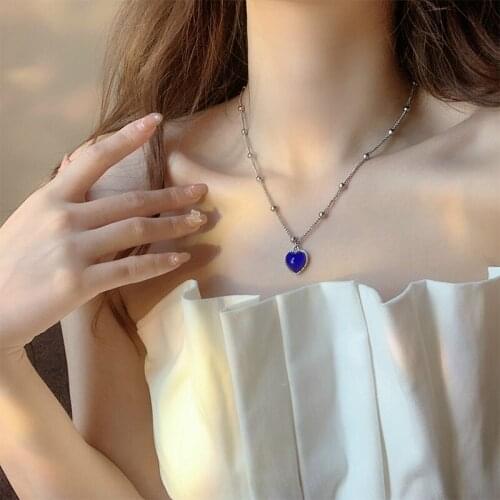 Blue Heart Love Forever Pendant Necklace For Women Jewelry Gift Ball Chian Sexy Flannel Choker Women Necklace Jewelry Gifts