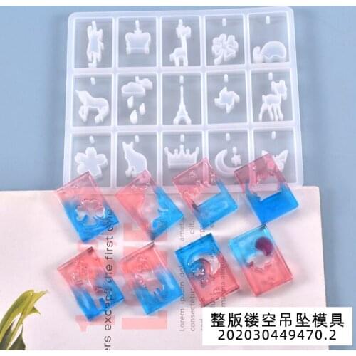 1=15PCS Cat/Crown/Tower/Moon/Deer/Clover/Flower Molds Expoxy Resin Jewelry Mold For Making Jewelry Pendant Necklace Toolspopular