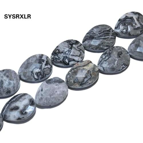 13 * 18mm Natural Map Jaspers Faceted Stone Beads Water Drop Beads For Jewelry Making DIY Bracelet Earring Accessories Material