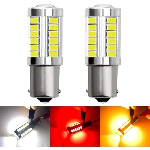 2pcs 1156 BA15S P21W BAU15S PY21W 1157 BAY15D P21/5W 5730 33SMD LED Car Bulb Brake Lights Reverse Lamp Daytime Red White Yellow