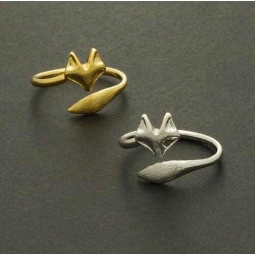 30PCS Fashion Cute Fox Adjustable Rings Simple 3d Animal Fox Face Ring Fox Tail Ring Tiny Twisted Fox Rings for Women