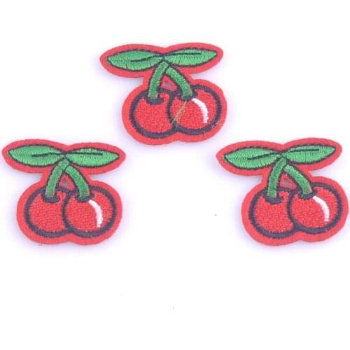 5pcs cherry pattern patches Iron On Patch Embroidered Applique Patch Clothes Stickers DIY Apparel Accessories 3.5x3.1cm cp1083