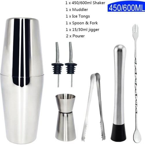 7 Pcs/set 550/750ml Stainless Steel Cocktail Shaker Mixer Kit Bar Bartender Tools Set Wine Bottle Cocktail Stirrer