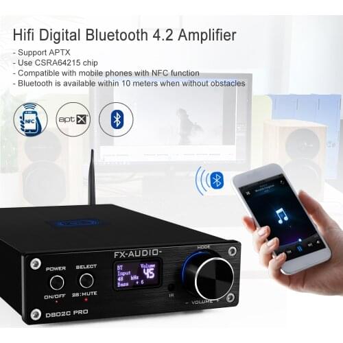 AK4113 decoding Bluetooth 4.2 STA326 80W+80W Remote Control Input USB/Coaxial/Optical HiFi 2.0 Pure Digital Audio Amplifier
