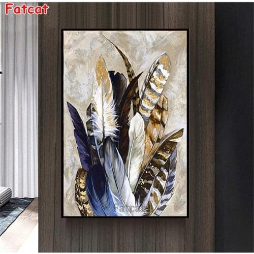 Diamond Painting Indian lucky bird feather Cross Stitch Diamond Picture Rhinestone Embroidery crystal Beaded Handicraft PP2095