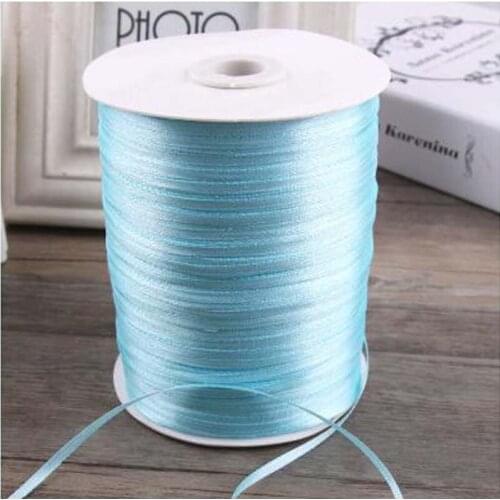 1/8" 3mm 880Yards/roll Sky Blue Satin Ribbon For Arts Crafts & Sewing Christmas Wedding Party Decoration Gift Wrap DIY Material