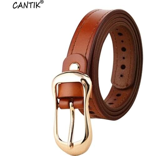 CANTIK Ladies Fashion Design Slim Decorative Buckles Womens Quality Cowskin Leather Belts Clothing Accessories 2.3cm FCA080