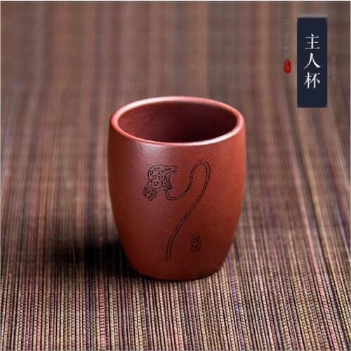 Yixing purple clay teapot pure handmade by famous raw material miner full handmade teacup Master Cup lotus root cup