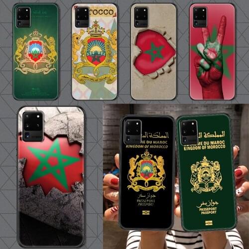 Morocco Flag coat of arms Phone case For Samsung Galaxy Note 4 8 9 10 20 S8 S9 S10 S10E S20 Plus UITRA Ultra black soft hoesjes