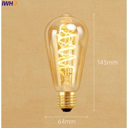 IWHD New Style! Lampada Edison Bulb 220V E27 st64 4W Bombillas Vintage Light Bulb Retro Lamp Ampoules Decoratives A19 G80 G95