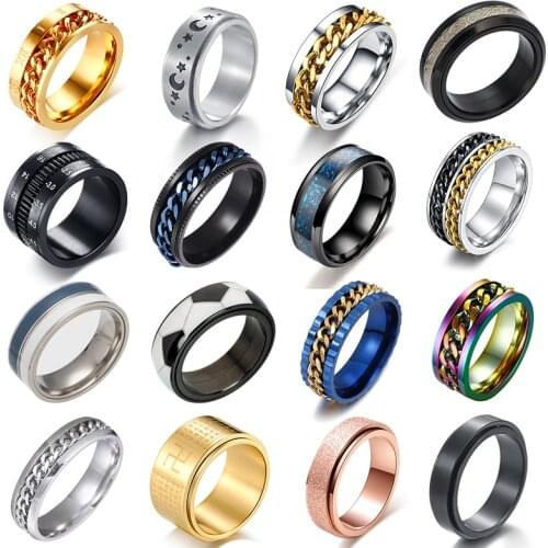 2020 High-Quality 16 Style Spinner Rotatable Chain Rings Stress Relief for Men Women Wedding Band Finger Fashion Jewelry Gift
