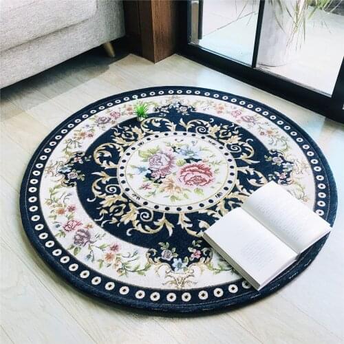 European style Round Carpets For Living Room Vintage Computer Chair Area Rug Children Play Tent Floor Mat Cloakroom Rugs Carpets