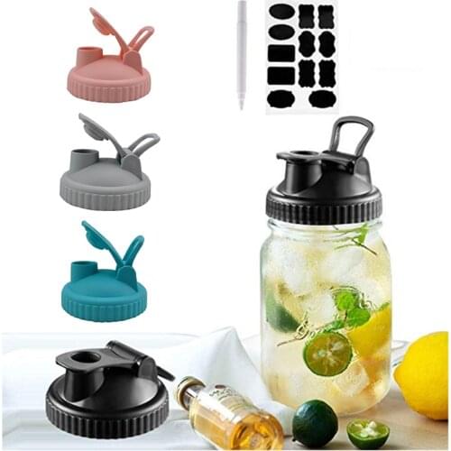 Mason Jar Lids Cover Sealing Lid Anti-leakage Design with Straw Hole Wide Mouth Cute Decorative Capfor Leak-proof Bottle Cover