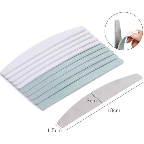 Metal Nail File Pad With 10 pcs Replacement Nail Buffer Sponge Green White Double Side Stainless Steel Files For Manicure Polish