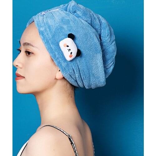 Cute Dry Hair Cap High Density Coral Fleece Dry Hair Cap Shower Cap Absorbent Soft Shower Cap For Women