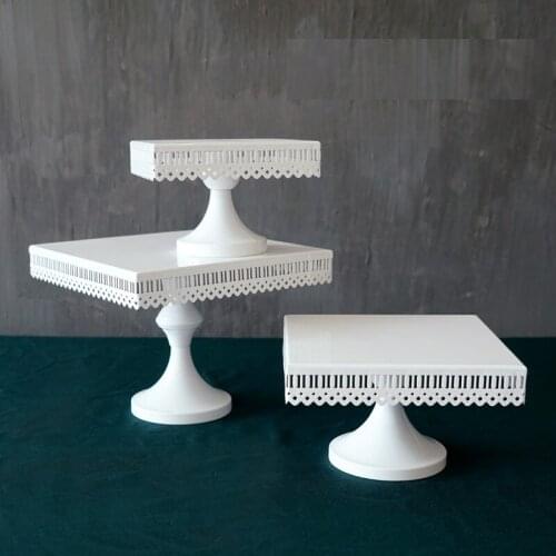 European Square cake stand white iron metal cake tools white wedding/home table decoration bakeware Kitchen DGP058