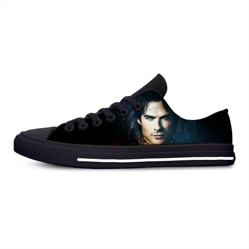 The Vampire Diaries Damon Salvatore Fashion Funny Casual Canvas Shoes Low Top Lightweight Breathable 3D Print Men Women Sneakers