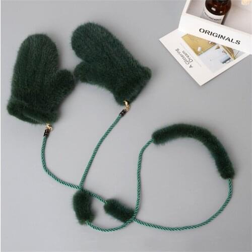 Fashion Luxury Mink Fur Knitting Mittens WomenS Autumn And Winter Warm Fur Mink Fur All Finger Hanging Rope Gloves
