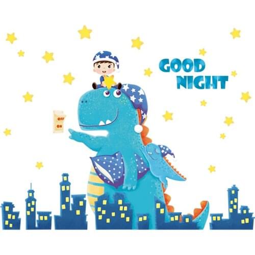 Cartoon Dinosaur Wall Sticker Animal Boy Girl Kids Room Decor Aesthetic for Baby Bedroom Nursery DIY Decals Wallpaper