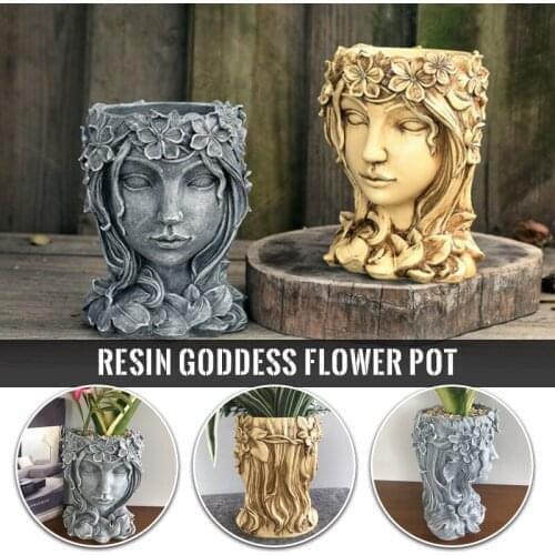 Nordic Goddess Flower Pot Fairy Angel Sculptures Flower Resin Vase Inserted Bonsai Home Desktop Decor Ornaments Crafts