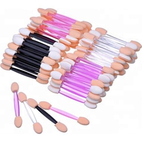New fashion 50 sponge eye shadow stick eye shadow applicator makeup tools double eye shadow brush womens makeup tools