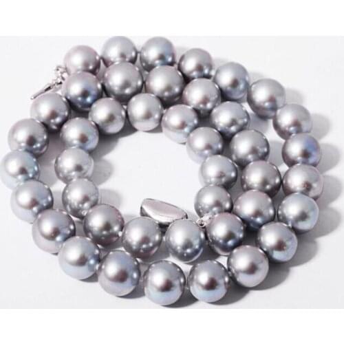 10-11mm natural freshwater silver grey pearl necklace 925silver