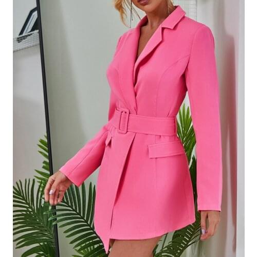 2020 New Autumn Fashion Slim Suit Women Solid Deep V-neck With Belt Fashion Blazers Female Spring Streetwear Ladies Senior Suits
