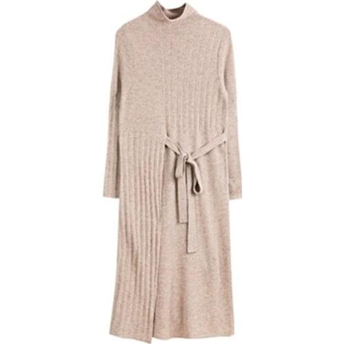 100%hand made pure wool thick knit women fashion lace upo turtleneck slim long pullover sweater solid color M-L