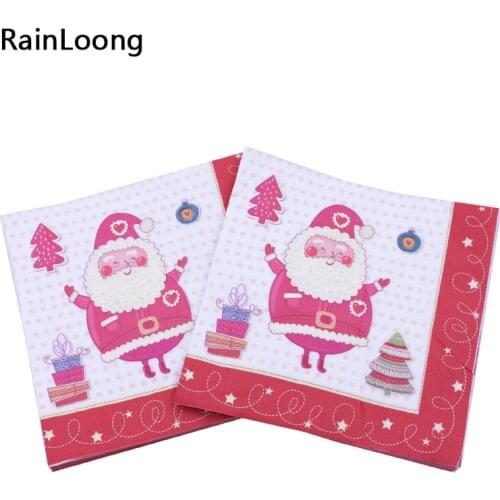 [RainLoong] Christmas Santa Paper Napkins Tissue For Christmas Party Decoration Decoupage 33*33cm 1 pack (20pcs/pack)