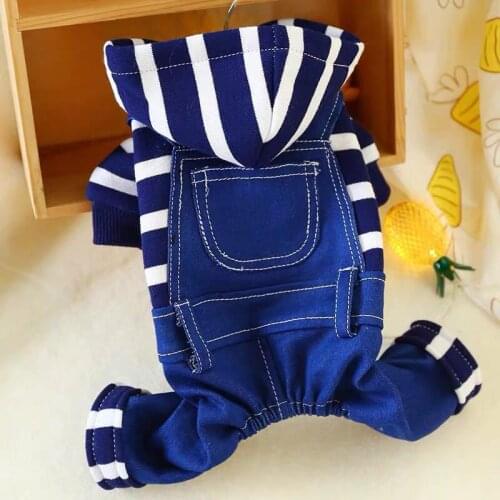 Denim Blue Dog Hoodie With Denim Pants On Sale Overall Four Legs Pet Jumpsuit Outfit Autumn Winter Clothing Stock Shop Cheap