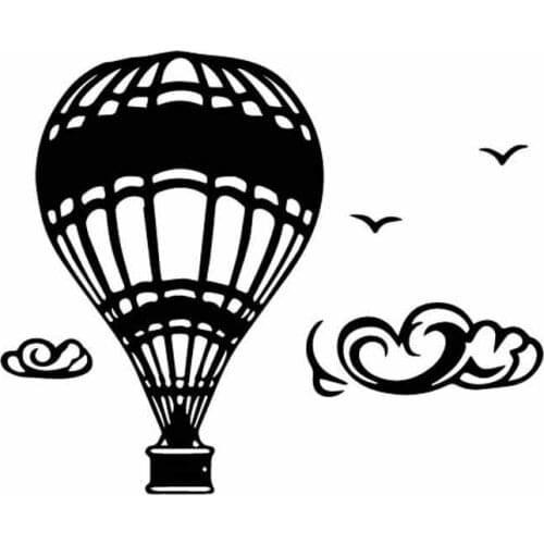 Hot Air Balloon Flying Bird and Cloud Stickers High Quality Car Decoration Personality Pvc Decals Black/white, 15cm*18cm