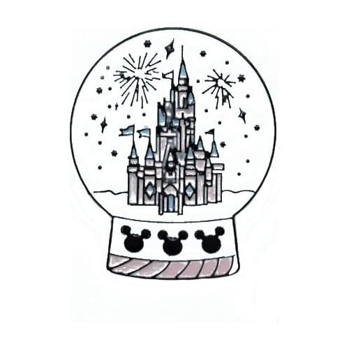 Castle Crystal Ball Metal Enamel Brooch Creative Game Park Fireworks Display Badge Pin Fun Trendy Kids Costume Jewelry Gift