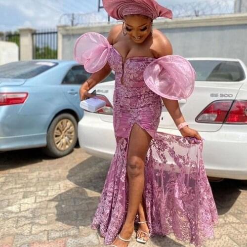 Sexy Mermaid Prom Dresses Aso Ebi Formal Women Evening Gowns Side Split Slit Formal Party Gowns Sexy Off Shoulder Vestidos