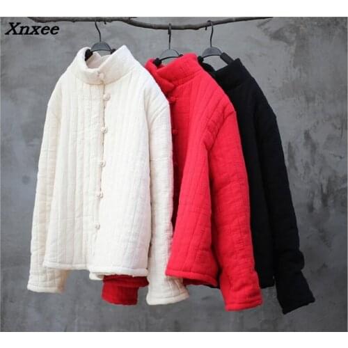 Winter women stand parkas coat vintage cotton long sleeve brief casual warm women clothes jacket coats Xnxee