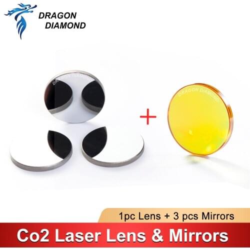 1PCS USA Focus Lens Dia 12-20mm FL 38.1-101.6mm + 3PCS Mo Mirror Dia 20mm Thickness 3mm For CO2 Laser Engraving Cutting Machine