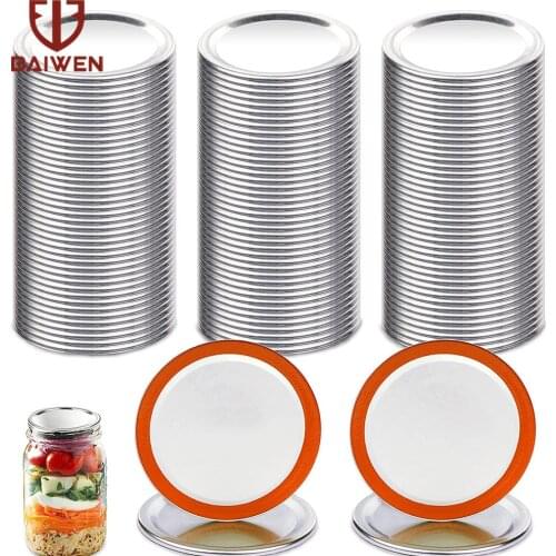10-150Pcs Regular & Wide Mouth Mason Jar Canning Lids, Reusable Leak Proof Silver Lids with Silicone Seals Rings Kitchen Tools