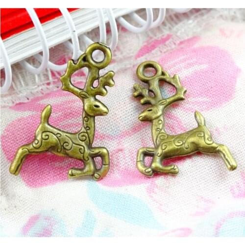 100pcs 20*14MM Vintage Deer Pendants Charm For Jewelry Making Antique Bronze Color Deer Pendants Charm Deer