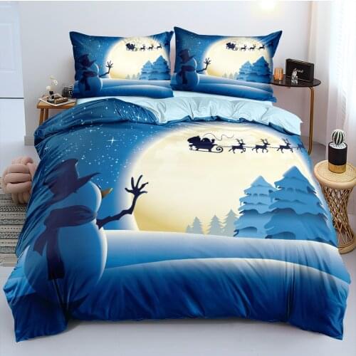 3D Duvet Cover and Pillowcase(s) Christmas Quilt Covers Set Bedding Sets 3-Piece King Bed Linens Home Textiles
