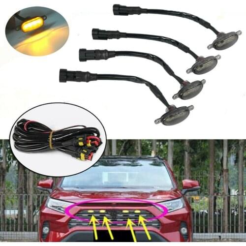 Trim Grille DRL Running Lights Yellow Smoked Lens 4pcs ABS Plastic DRL