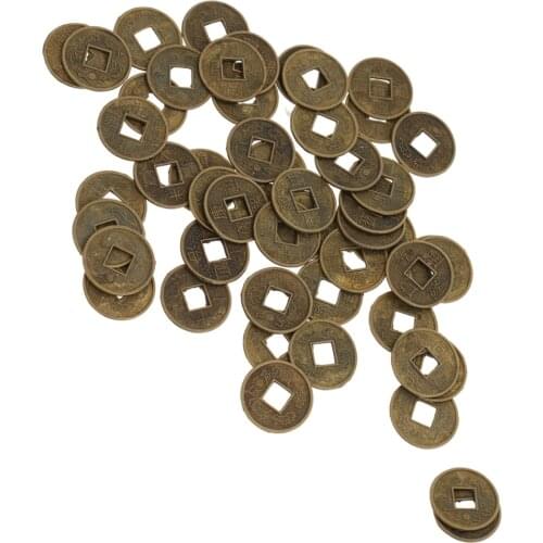 50 Pieces Feng Shui Coins Chinese Ancient Fortune Coins 1.8cm Diameter I Ching Money Charm