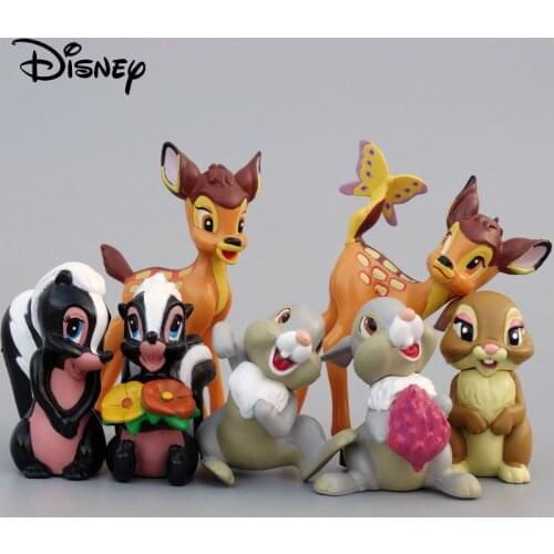 7pcs/set Disney Cartoon Bambi Deer Toys Pvc Action Figures Rabbit Figurine Squirrel Model Anime Dolls Christmas Gifts For Kids