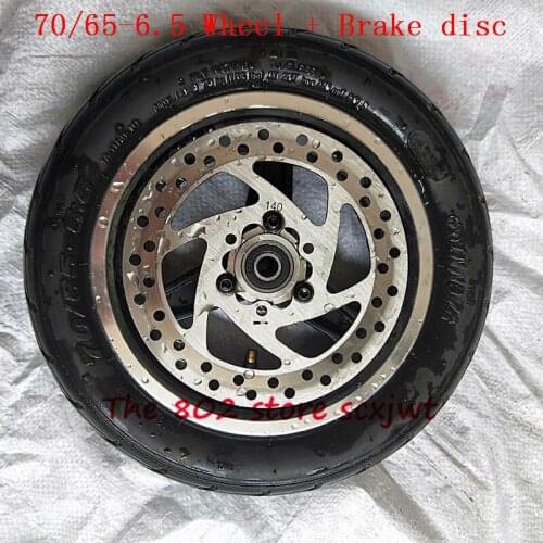 70/65-6.5 electric scooter tyre tubeless vacuum tire and alloy wheel hub with Brake disc 10 inch electric scooter Front wheel