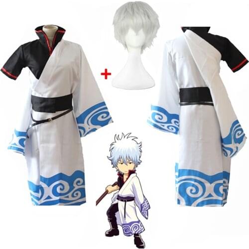 Anime Gintama Sakata Gintoki Cosplay Costumes Kimono Dress Carnival uniform Halloween Party Outfits Cosplay Costume Clothes Wigs