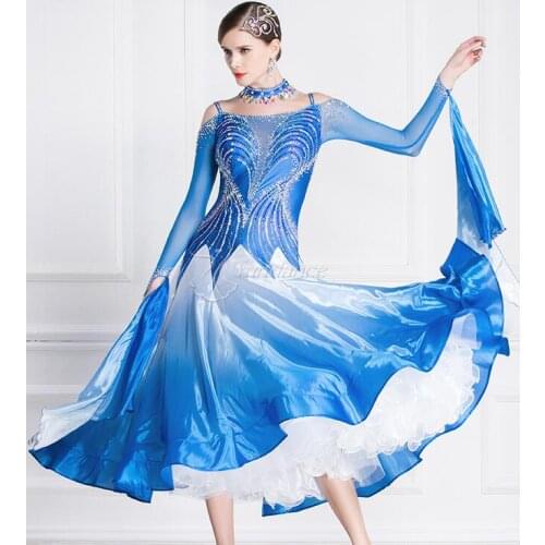 Ballroom dress woman ballroom dresses dance blue customize ballroom dress competition lycra B-18430